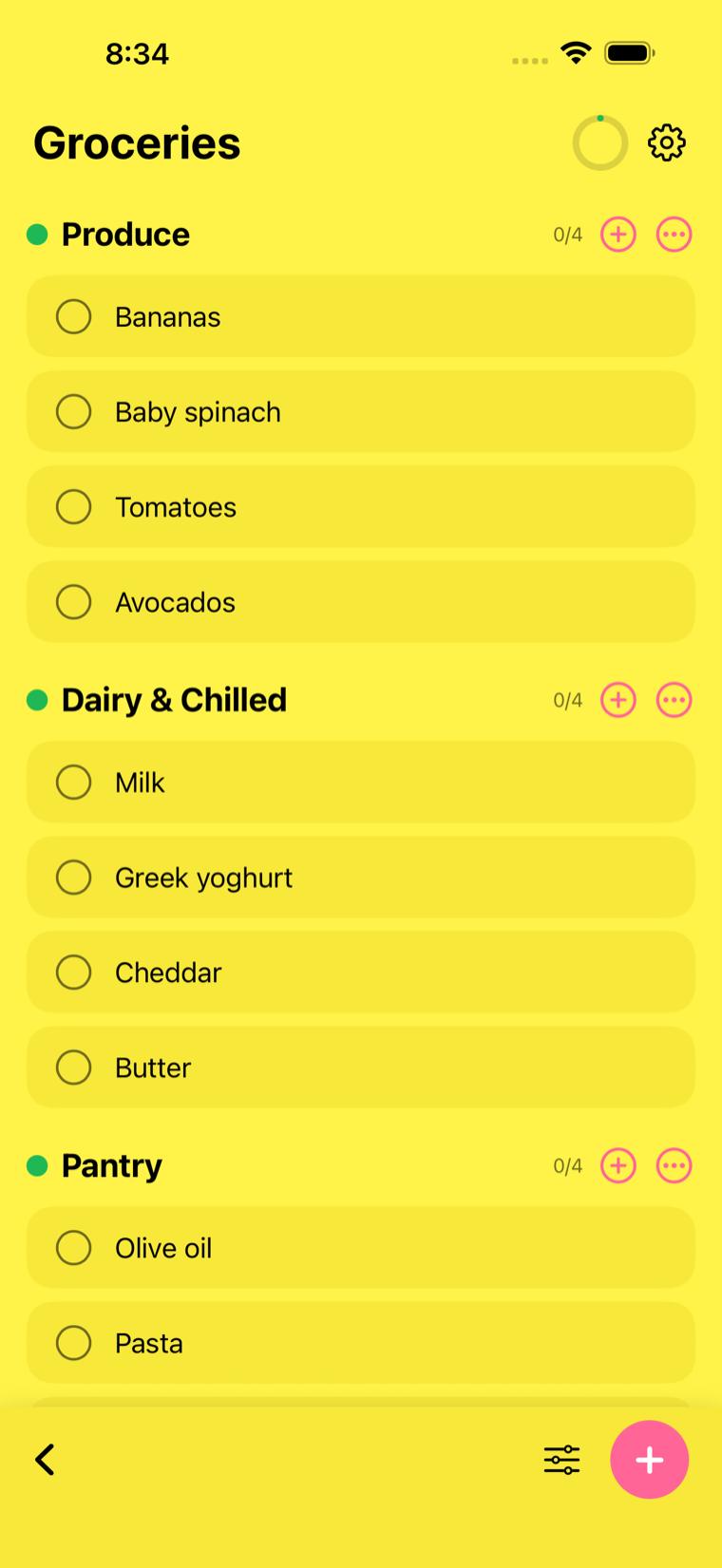 A simple grocery checklist